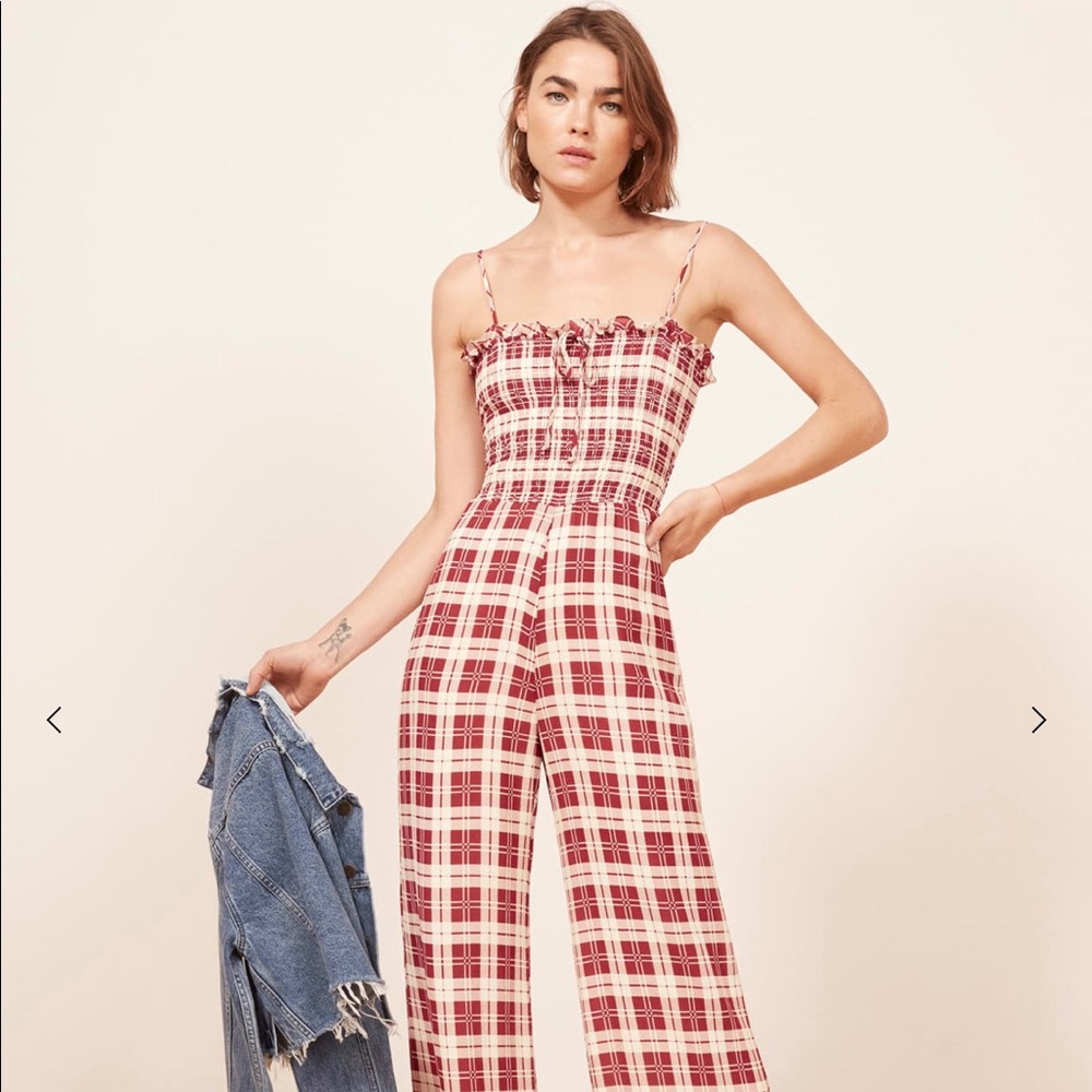 Reformation plaid jumpsuit